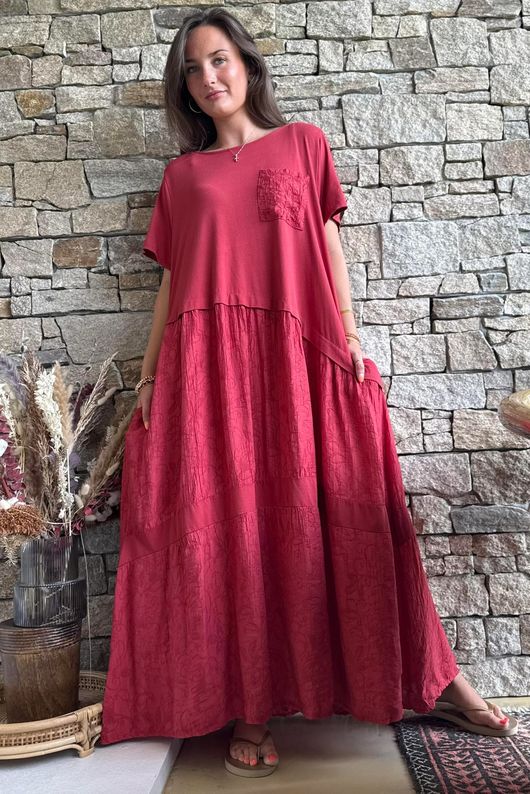 Tasha Damask T Shirt Maxi Dress Rioja